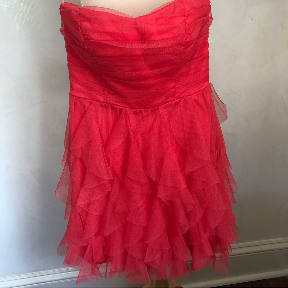 Teese Me strapless Coral dress with tool fabric and back zipper Size 7